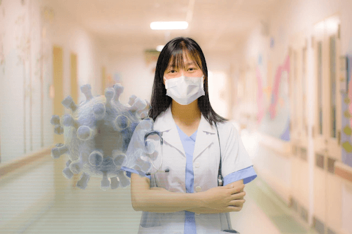 healthcare worker wearing ppe protected from coronavirus