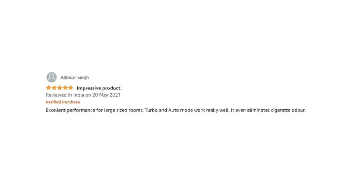 A user review for the Philips AC1217 Air Purifier on Amazon
