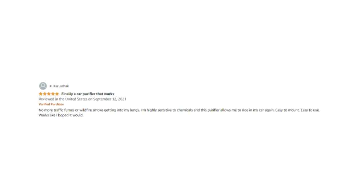 A user review for the Philips GoPure GP5212 Air Purifier on Amazon