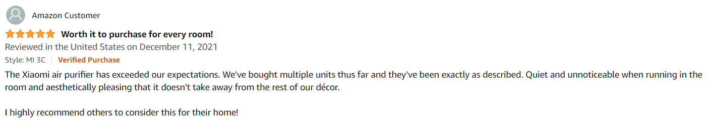 A user review for the Xiaomi 3C on Amazon
