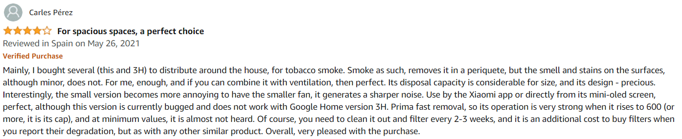 A user review for the Xiaomi Mi Pro on Amazon
