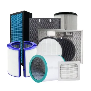 Sammlung verschiedener Haushaltsluftfilter zur Luftreinigung.