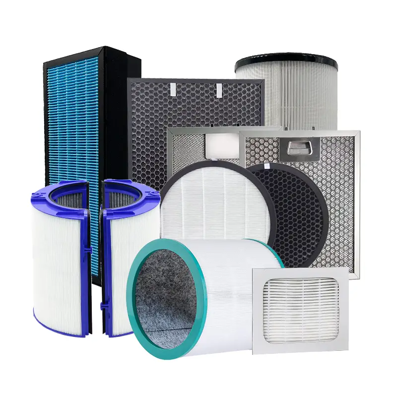 Collection of diverse household air filters for air purification.