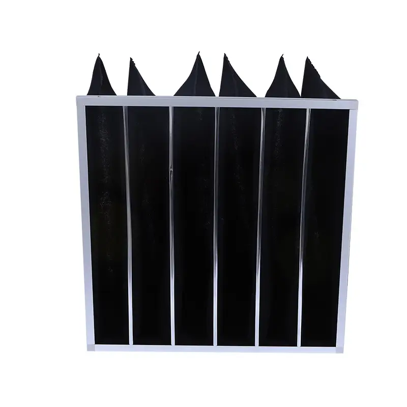 Industrial activated carbon bag filter for odor and pollutant removal.