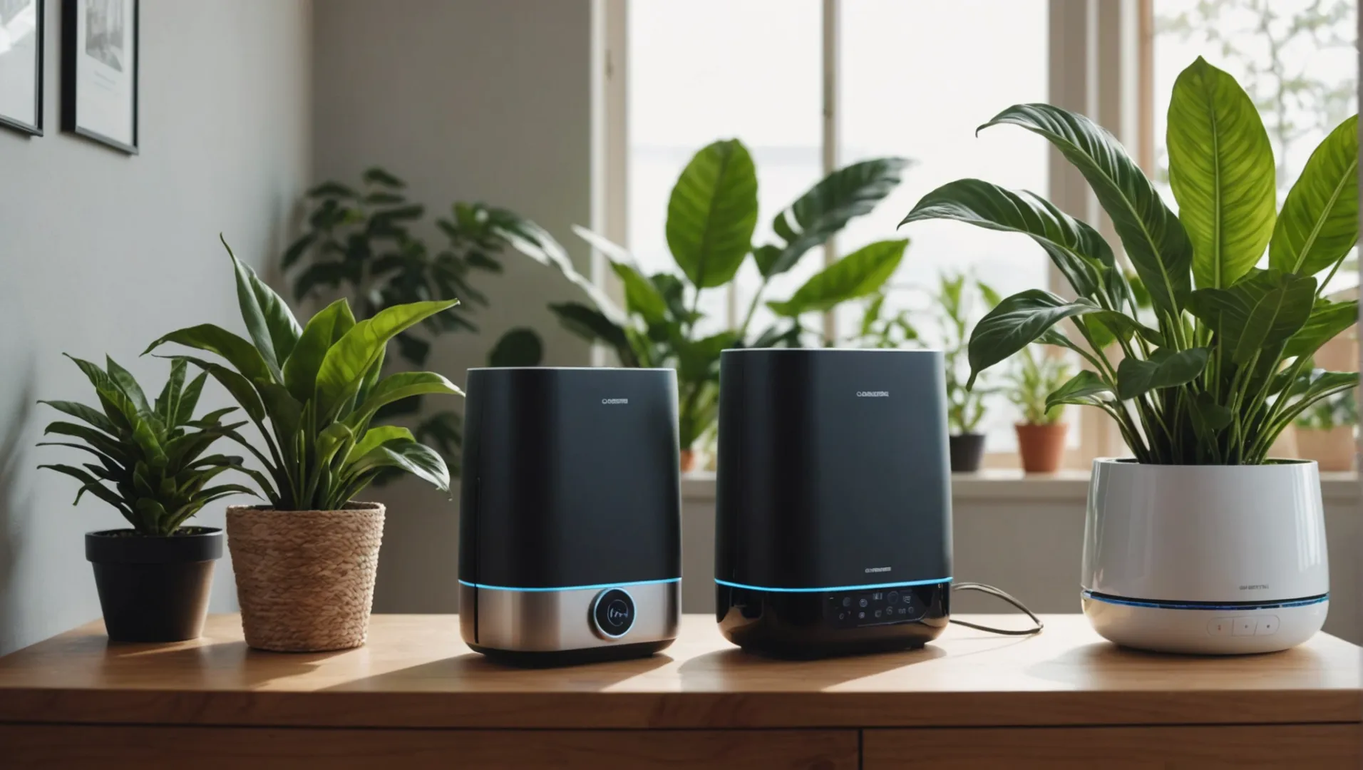 Various air purifier alternatives displayed with electrostatic plates, activated carbon filters, and an ionizer.