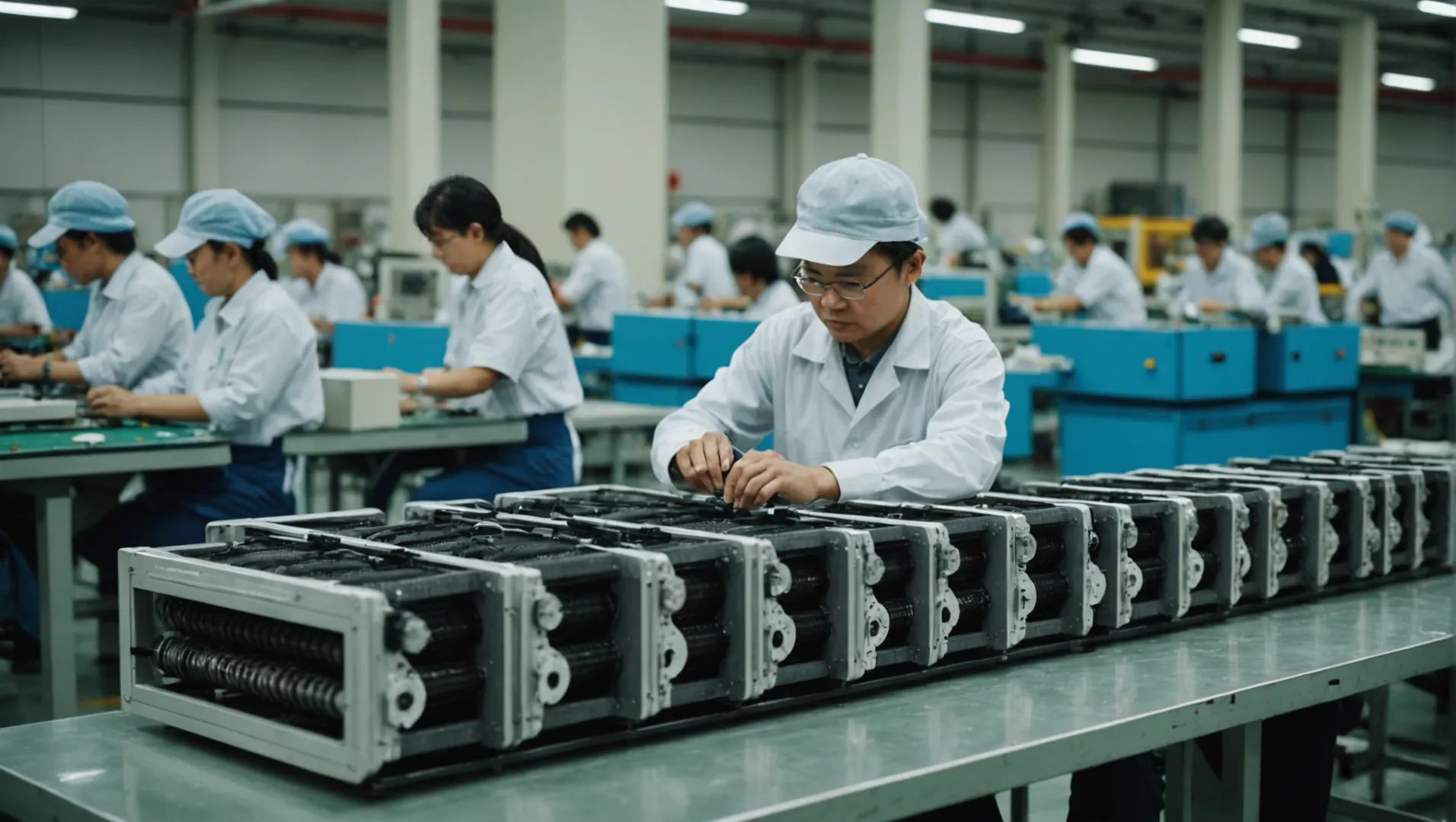 Air purifier assembly line in a Shanghai factory