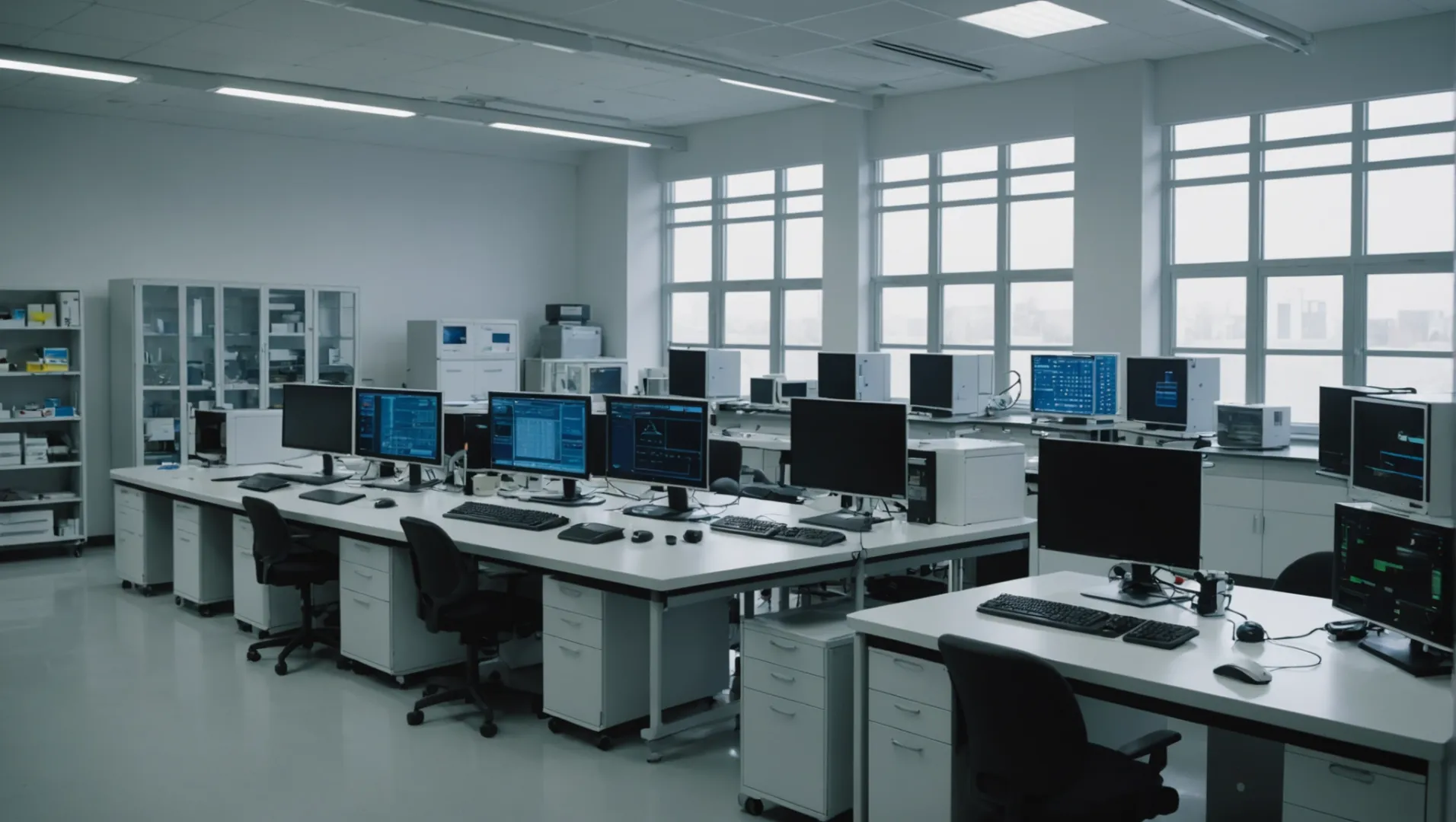 Air purifier prototype testing setup in a laboratory environment.