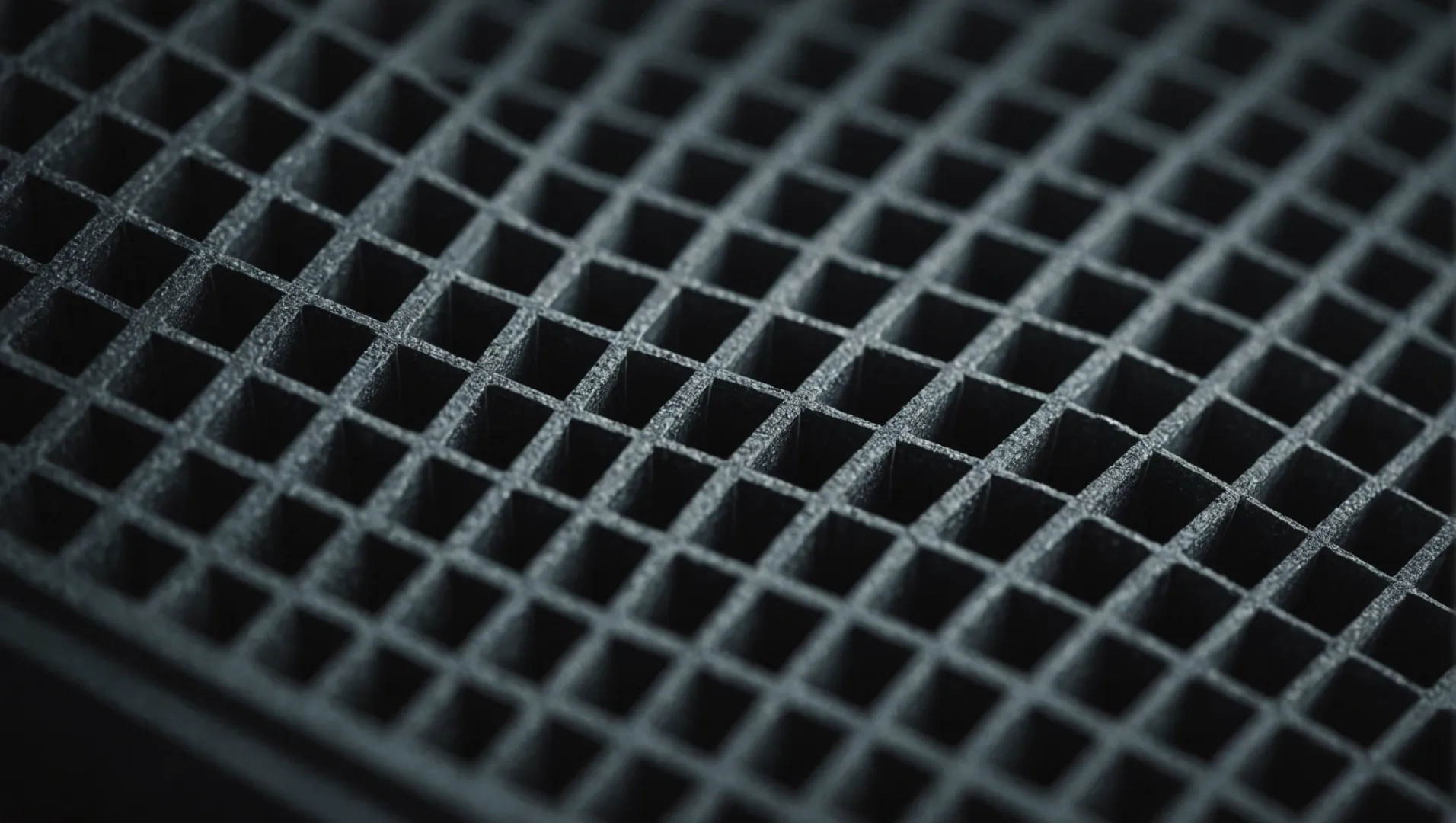 Close-up of a carbon filter in an air purifier showing its porous texture