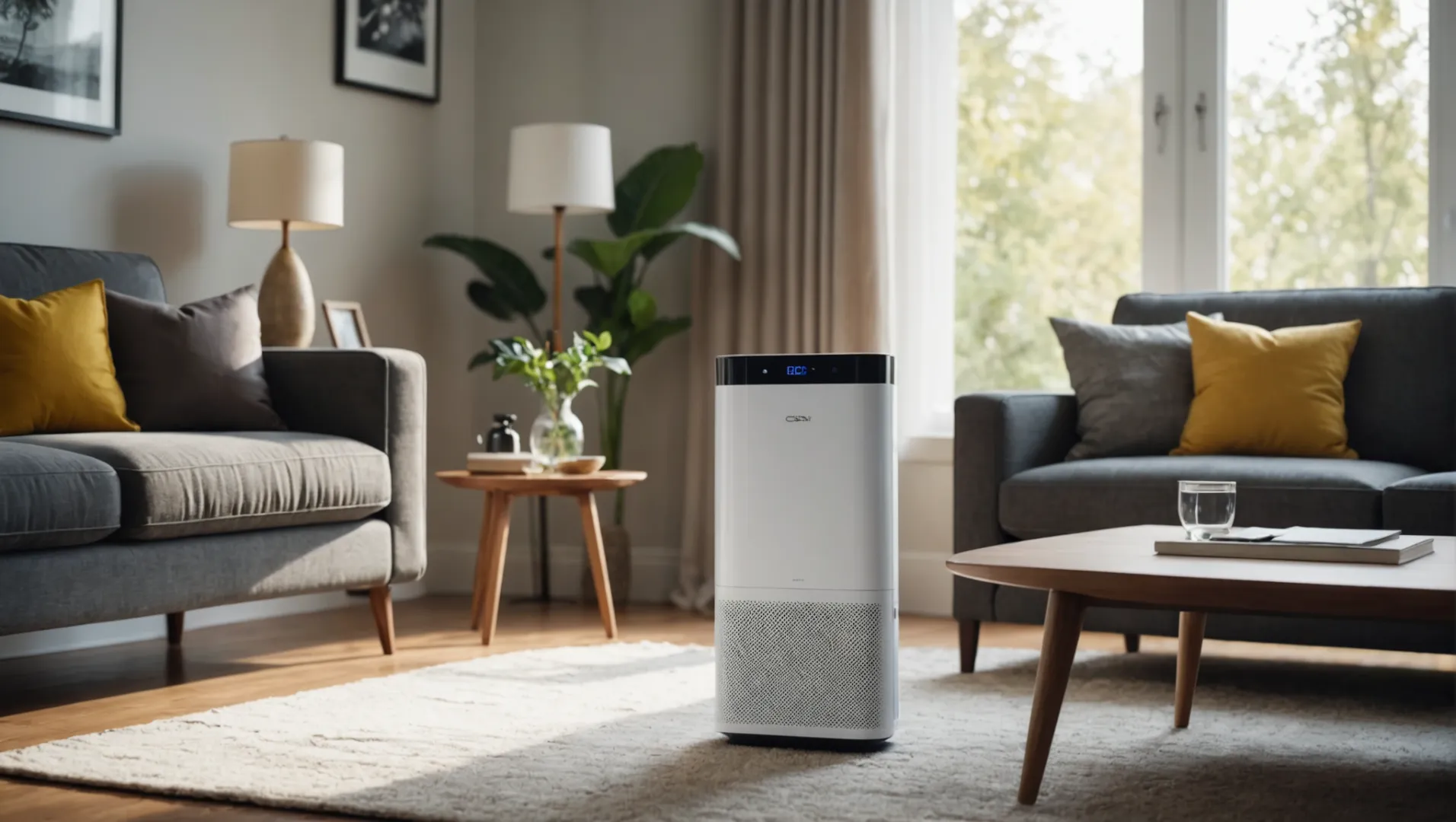 Air purifier with enhanced filter showcasing clean air flow