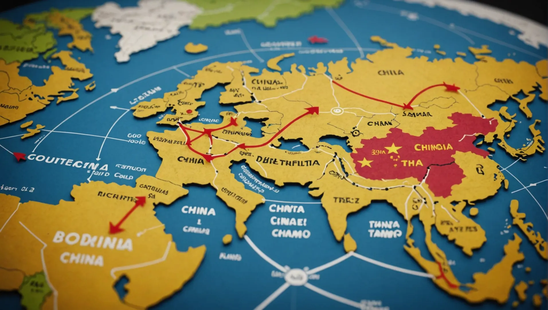 Global map highlighting Southeast Asian countries as emerging manufacturing hubs.