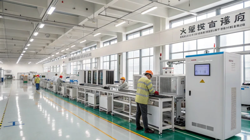 Interior of a Chinese air purifier manufacturing facility with workers assembling products.