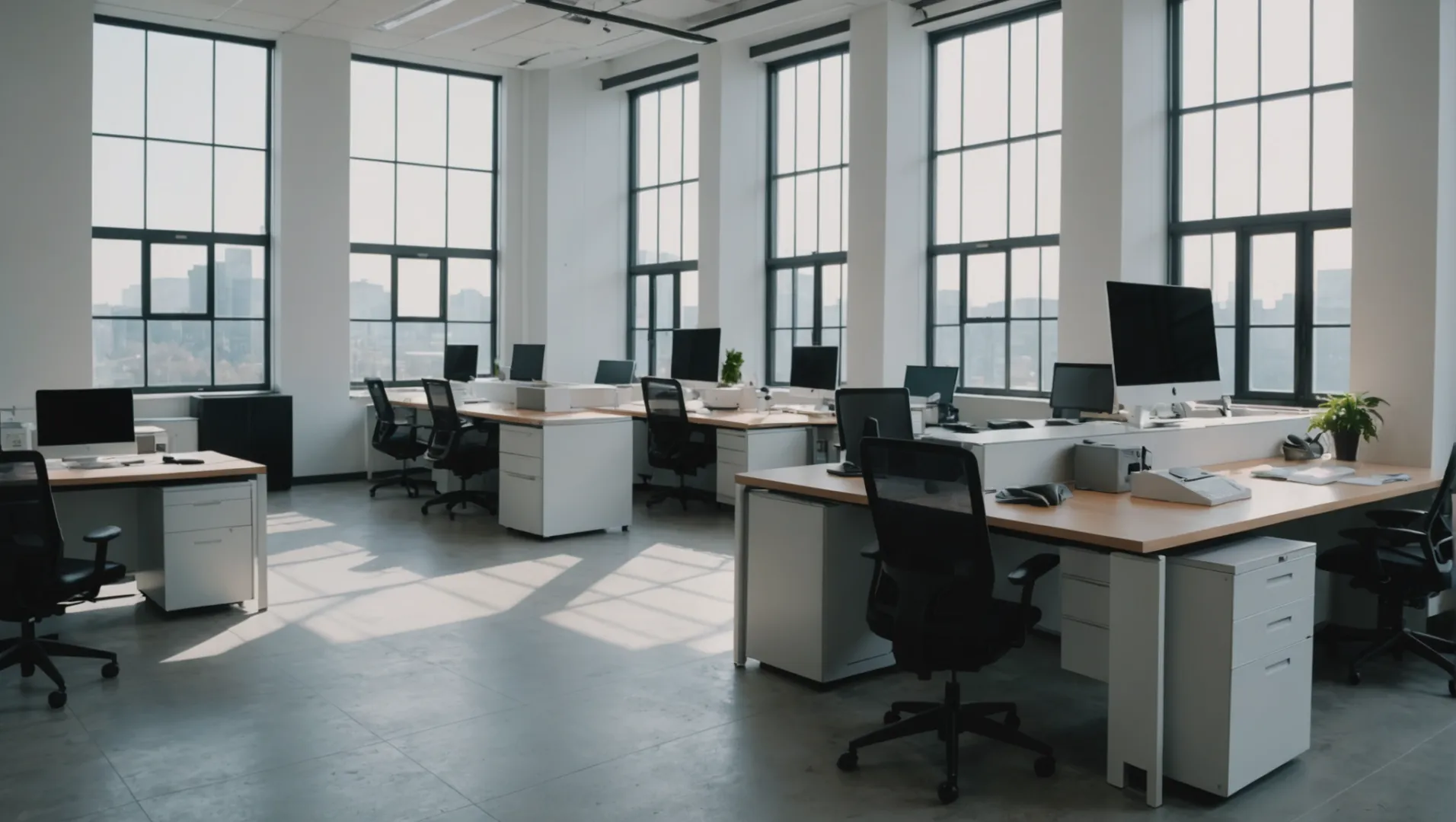 Commercial air purifiers in an office setting meeting OSHA standards