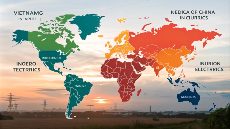 World map highlighting Vietnam, India, and Mexico as emerging manufacturing hubs