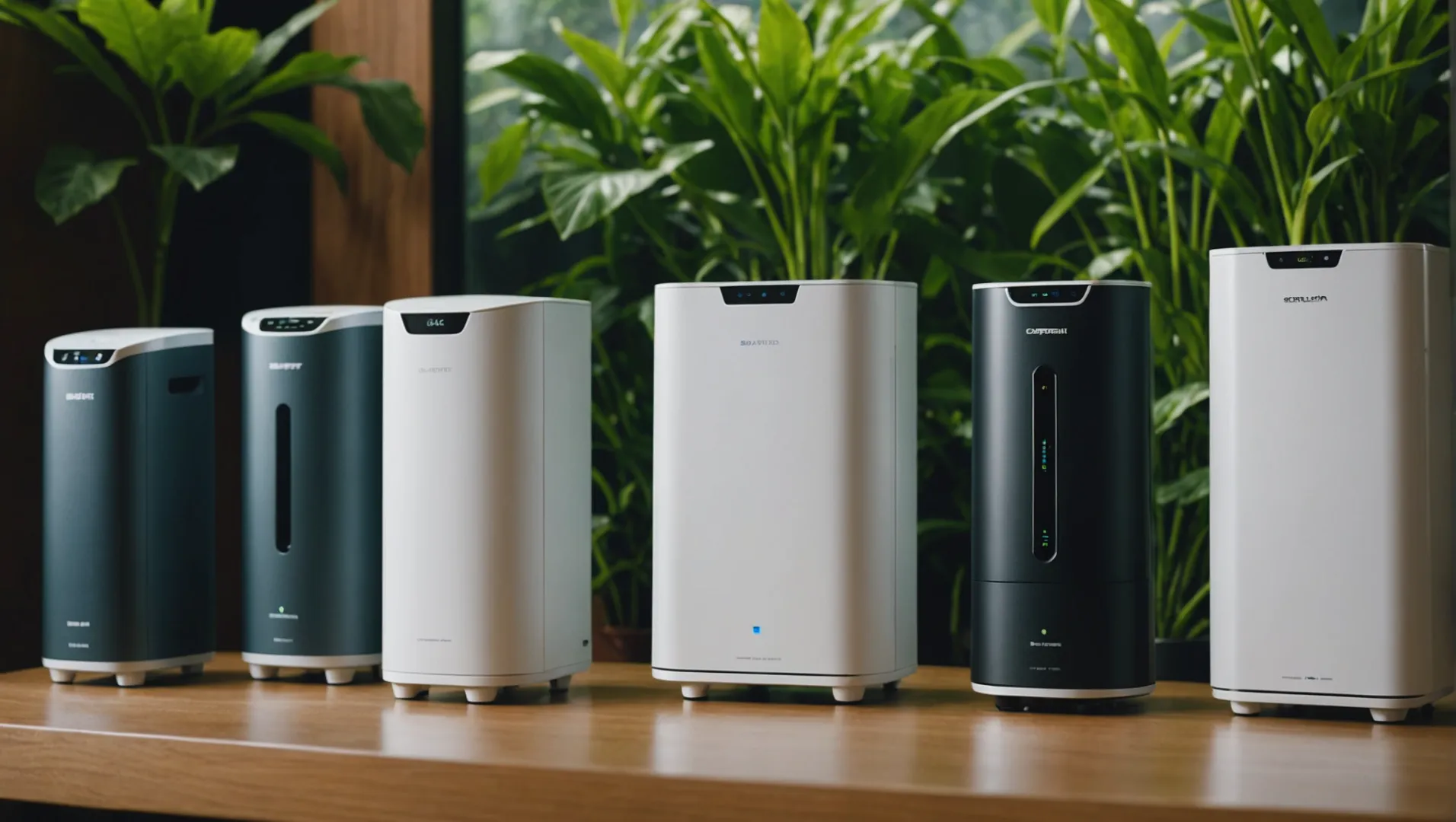 Various air purifiers from different countries on display