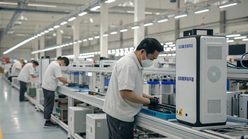 Arbeiter beim Zusammenbau von Luftreinigern in einer Produktionsstätte