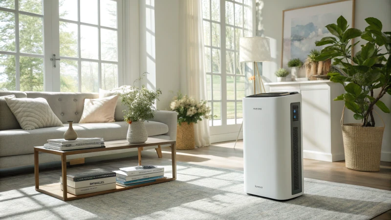 HisoAir air purifier in a modern living room