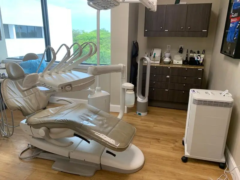 iq air purifier enhancing air quality in a dental clinic