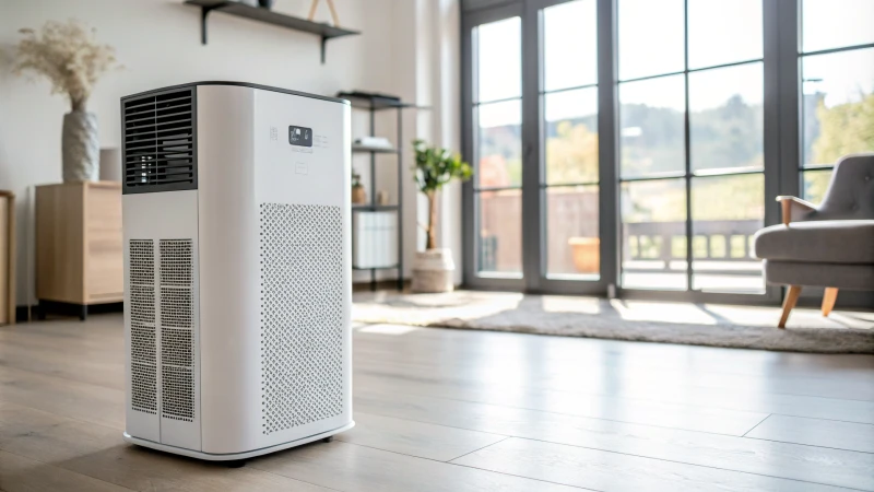 A modern air purification system in a stylish home