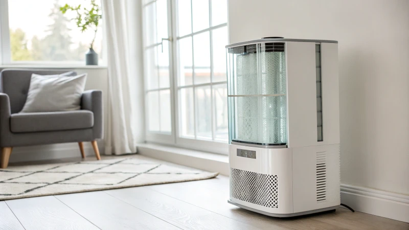 Modern air purifier in a bright room