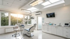 Modern dental office with advanced equipment and air purifier