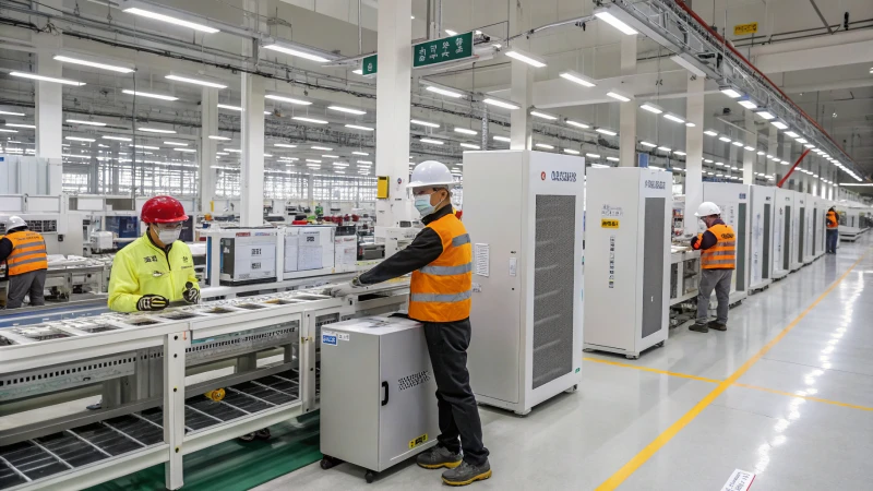 High-tech manufacturing facility with workers assembling air purifiers