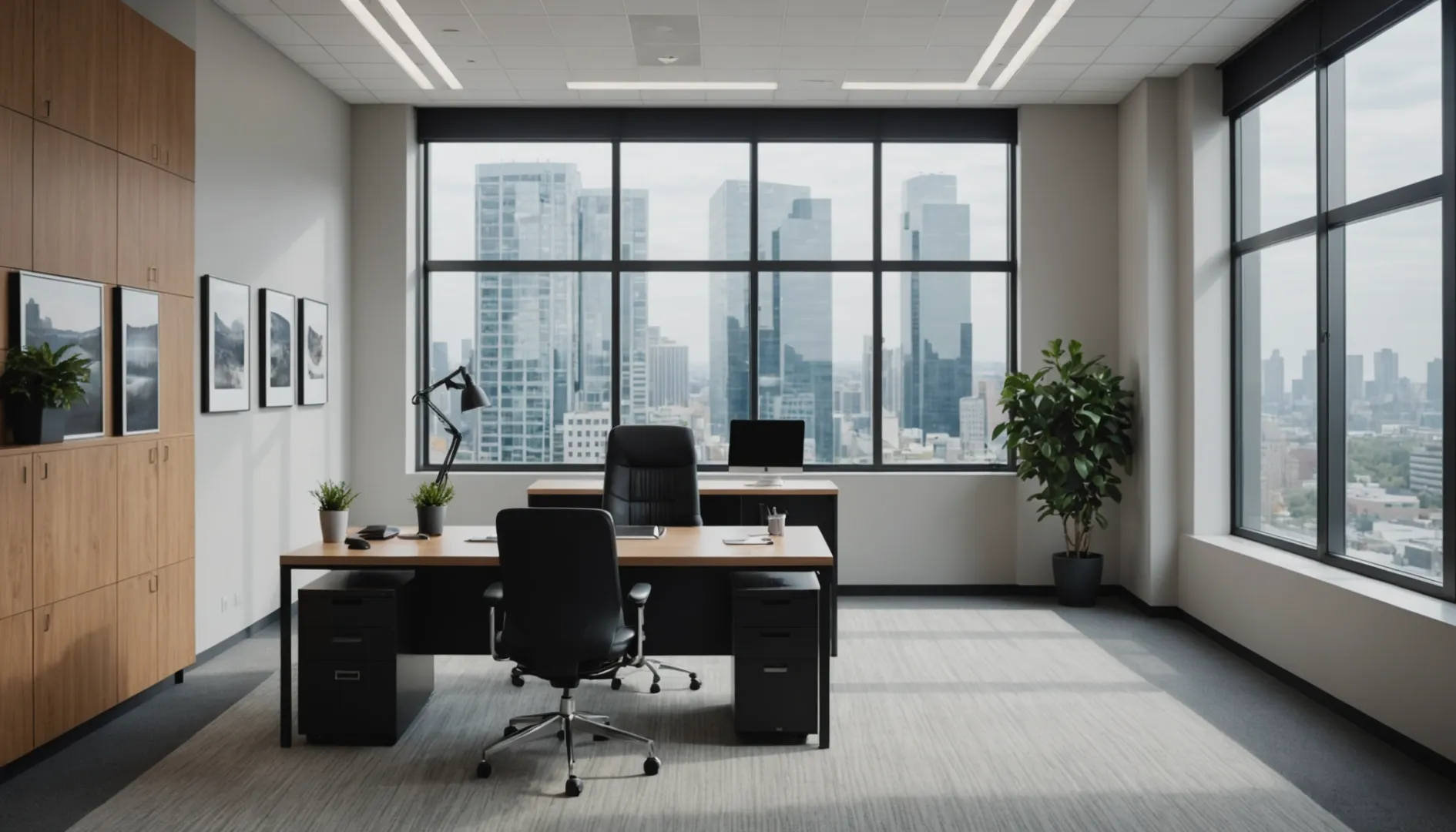 Modern office with a wall-mounted air purifier