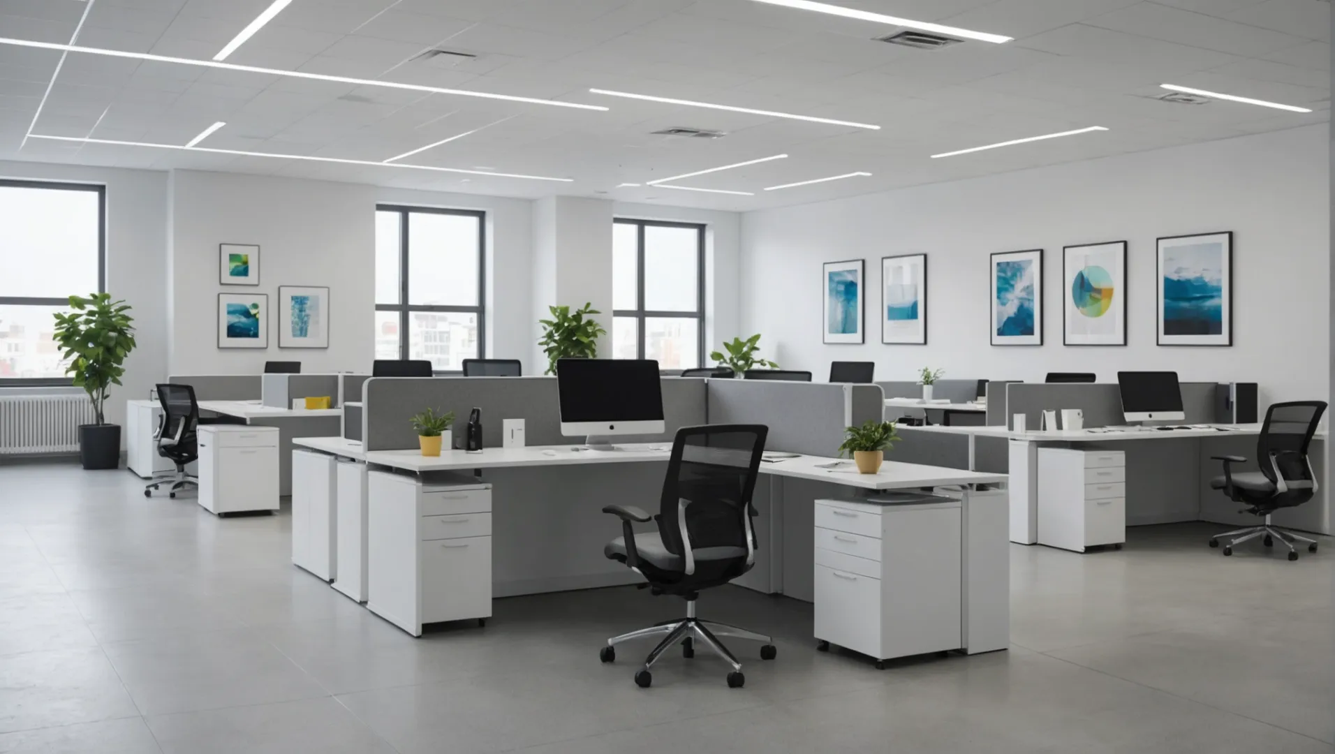Commercial air purifier in a clean office environment