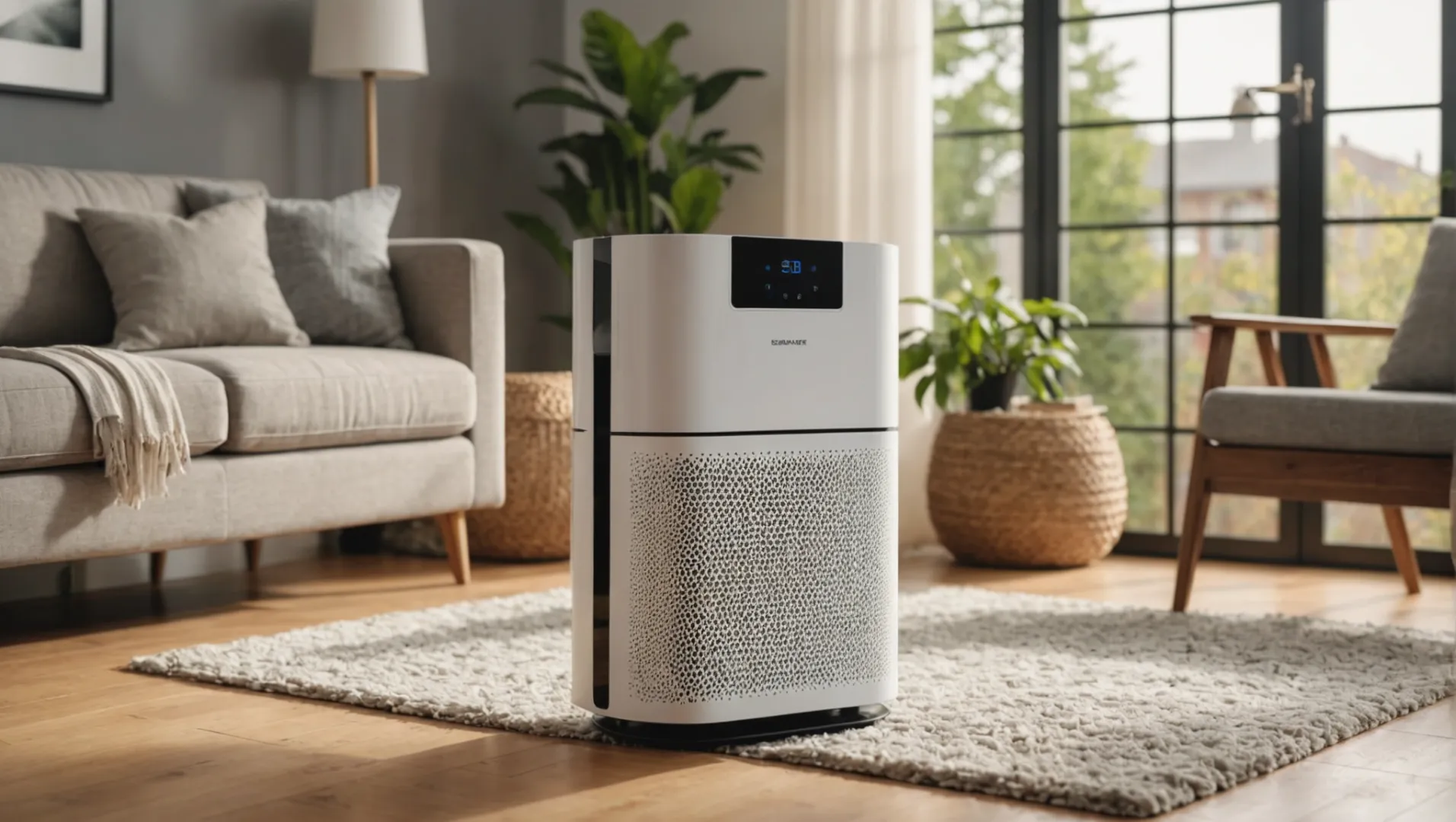 A modern air purifier with HEPA 13 and activated carbon filters