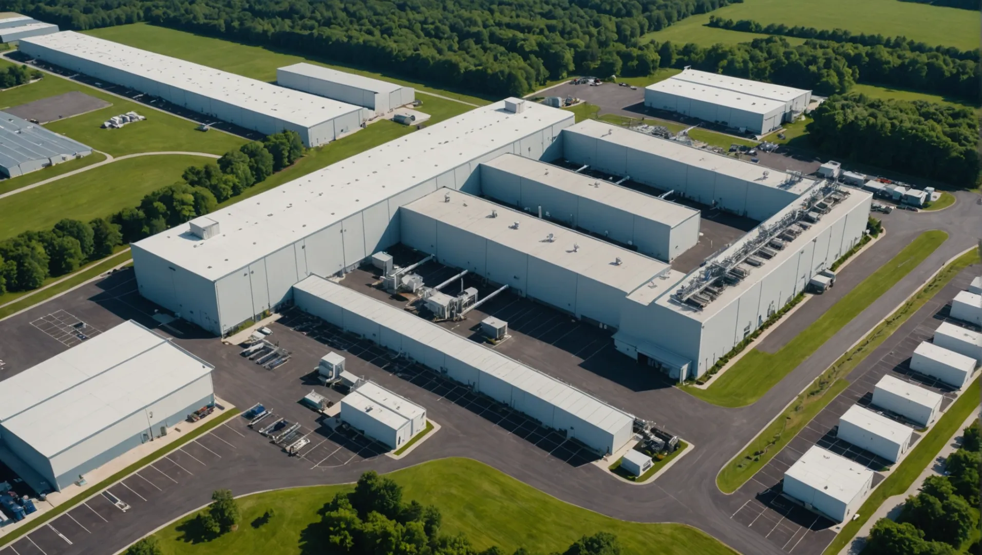 Aerial view of an industrial air purifier manufacturing facility in the U.S.