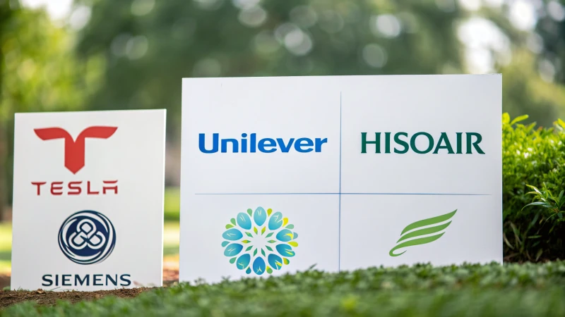 Logos of innovative companies on a green and blue background