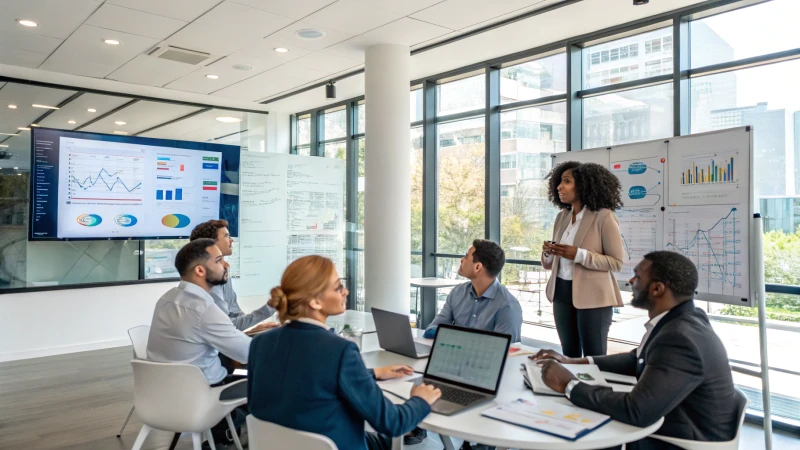 A diverse group of professionals engaged in a meeting