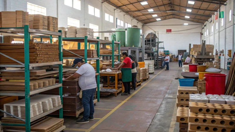 Workers in a Mexican manufacturing facility sourcing materials