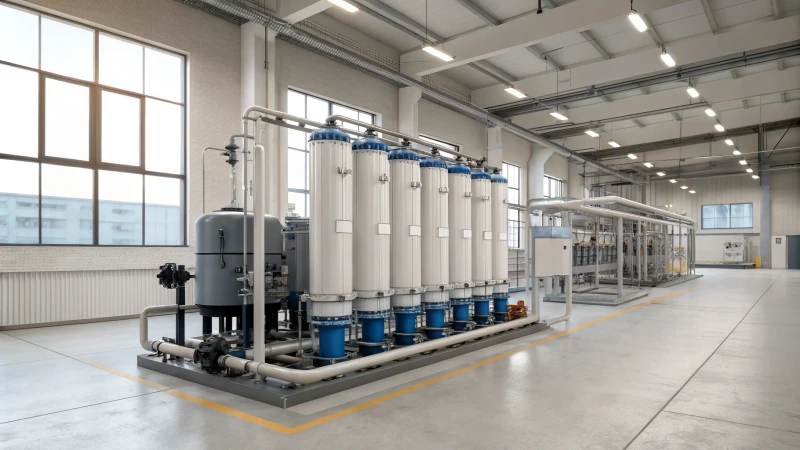 Modern industrial filtration system in a factory