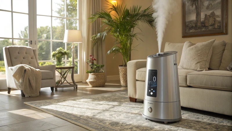 A modern humidifier in a stylish living room