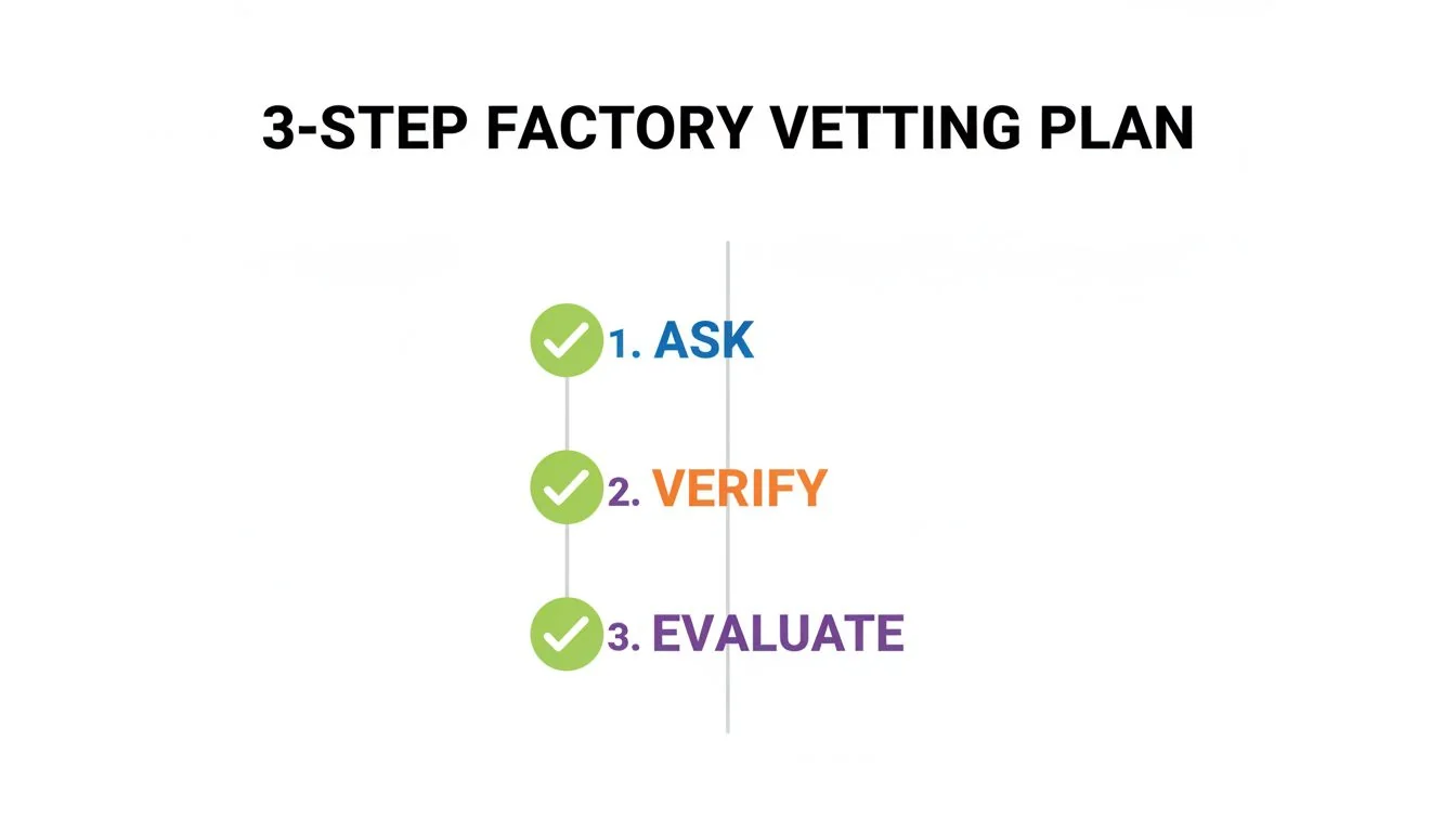 A simple checklist graphic with three steps: Ask, Verify, Evaluate.