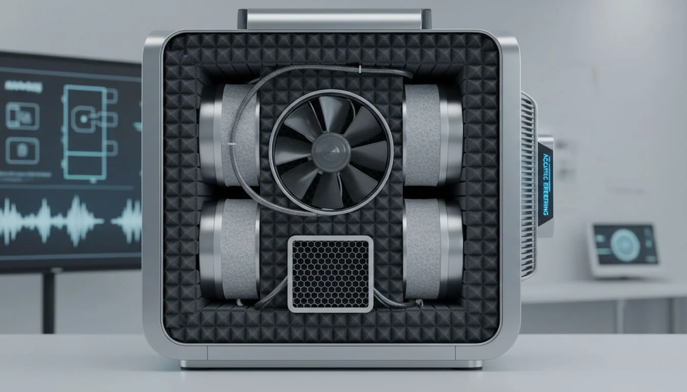 acoustic foam inside air purifier casing