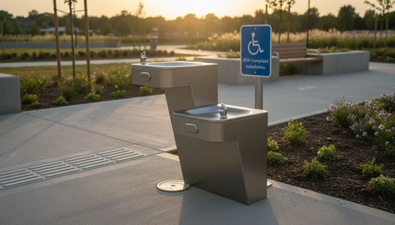ADA compliant water fountain installation