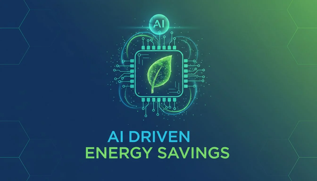 AI chip icon with energy saving leaf