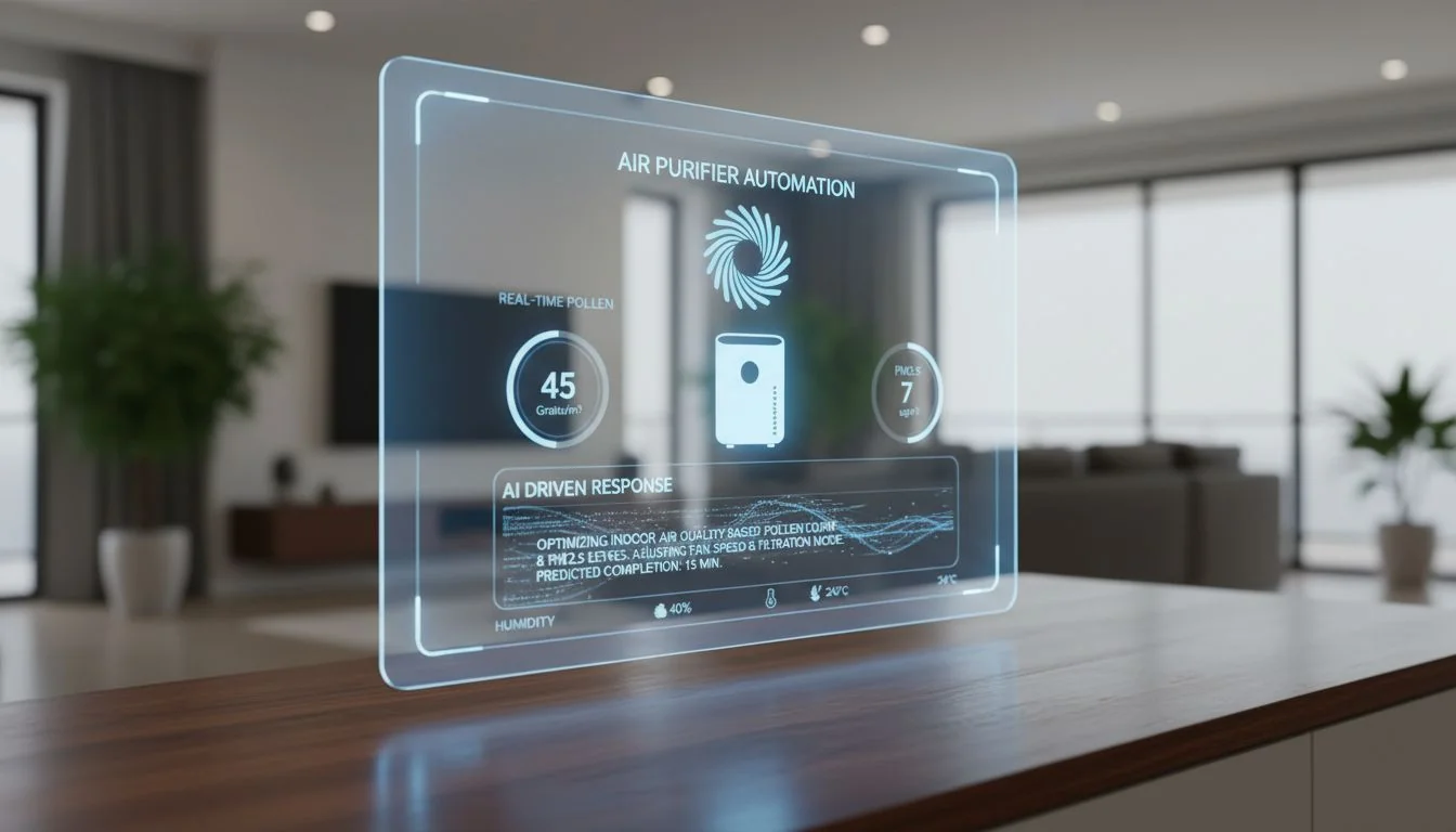 smart home interface showing air purifier automation