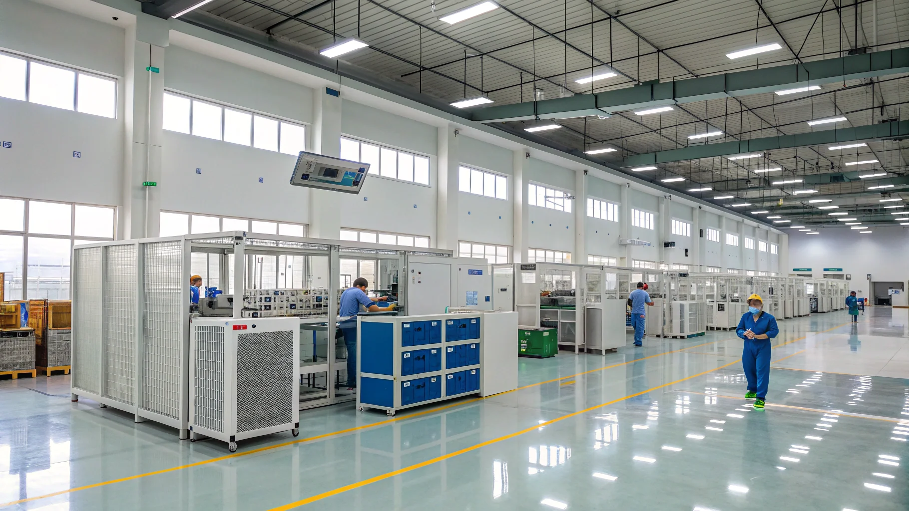 A modern, clean factory floor in Vietnam or Thailand