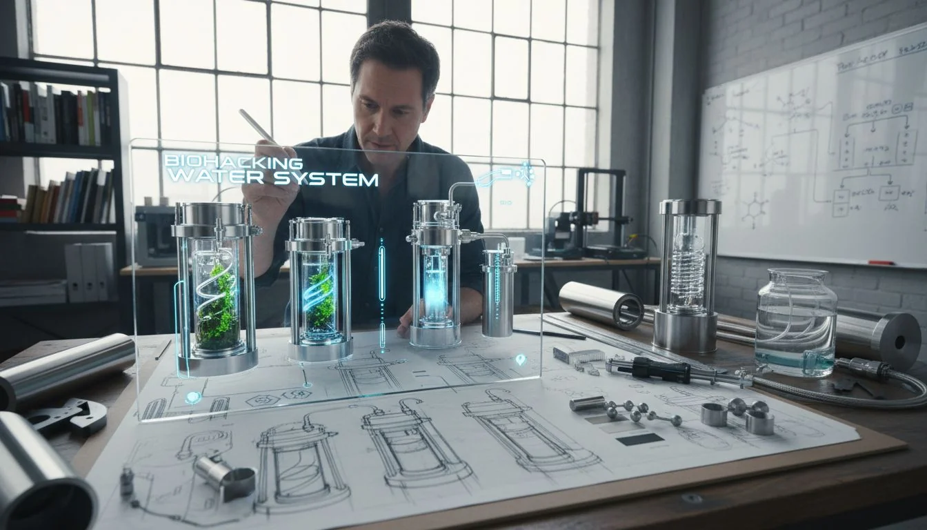 industrial designer sketching water purifier concepts with stainless steel materials