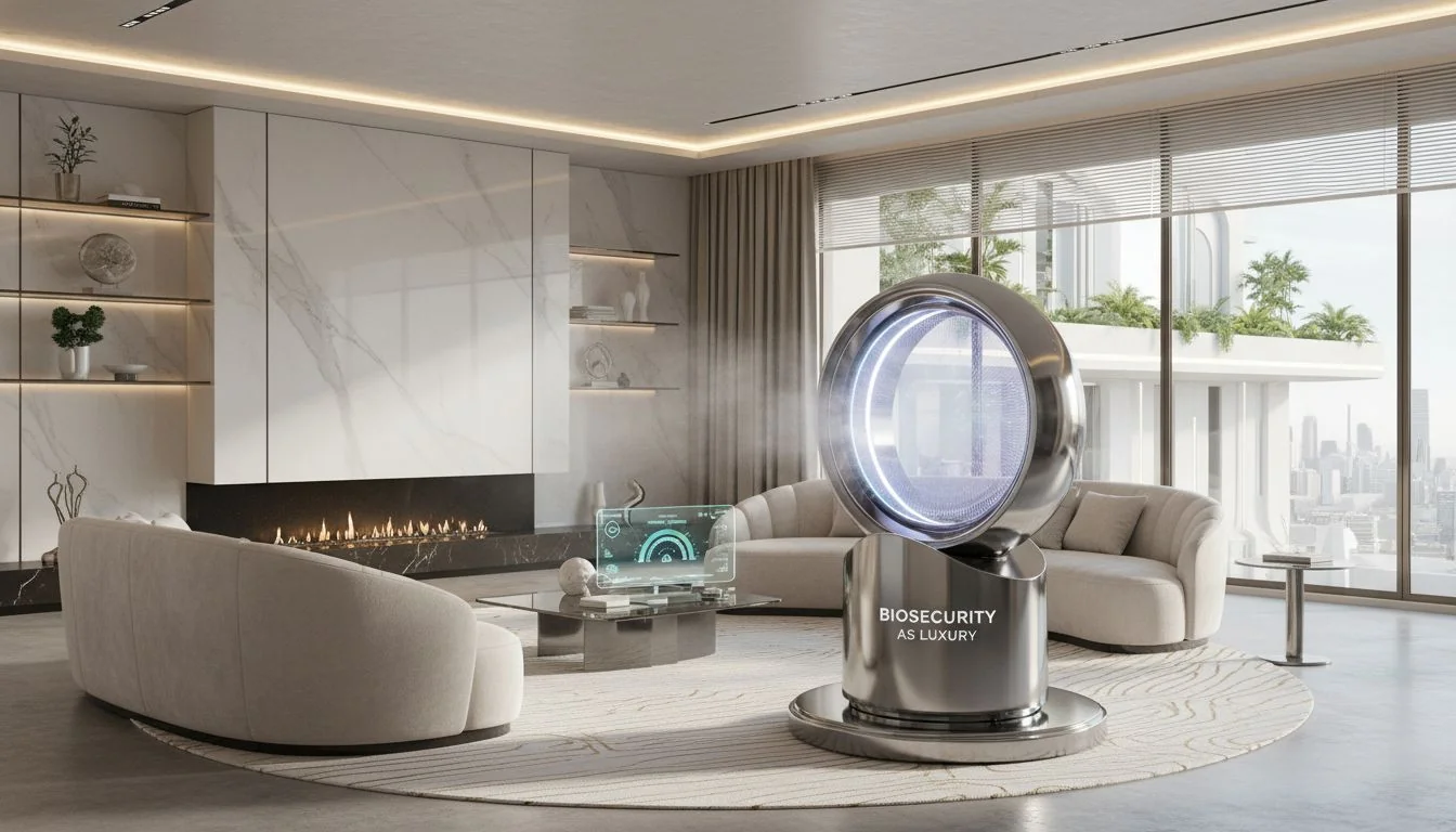 luxury living room with high tech air sterilization unit