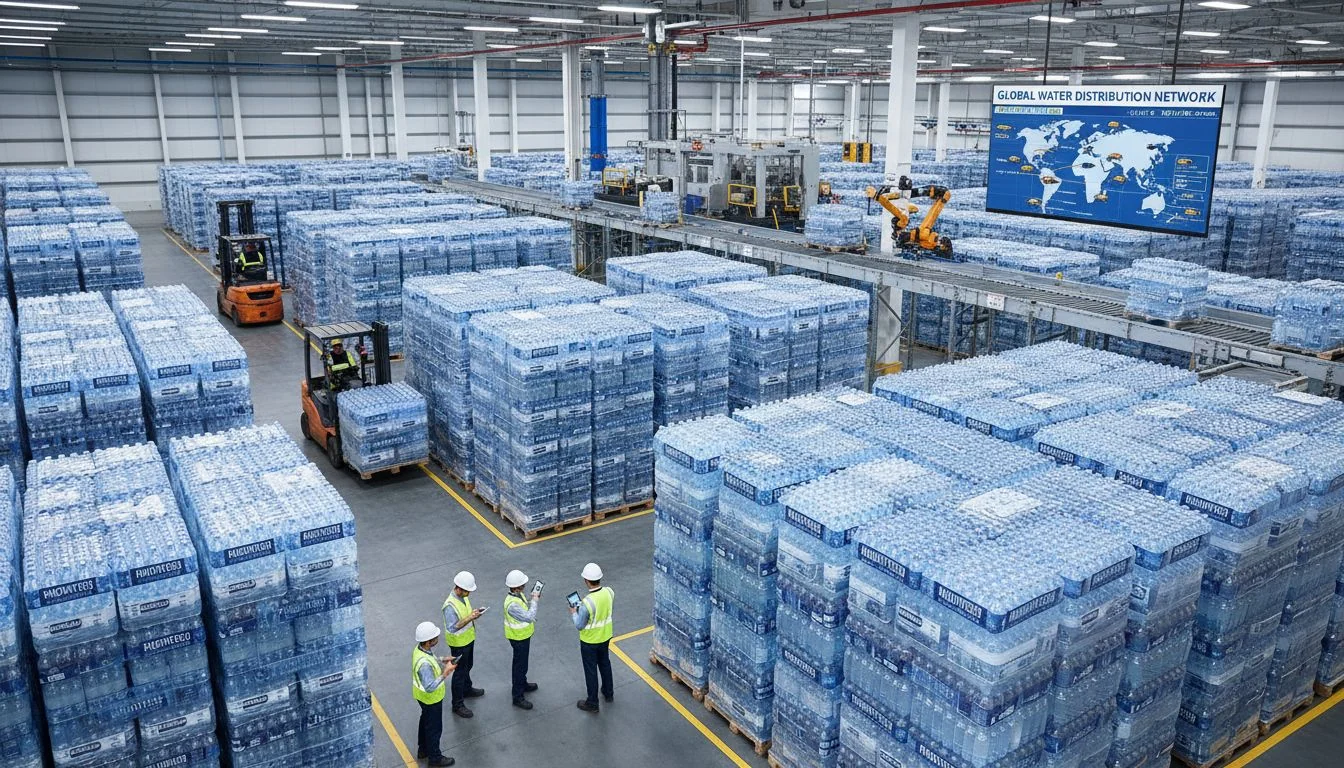 Bottled water logistics and storage