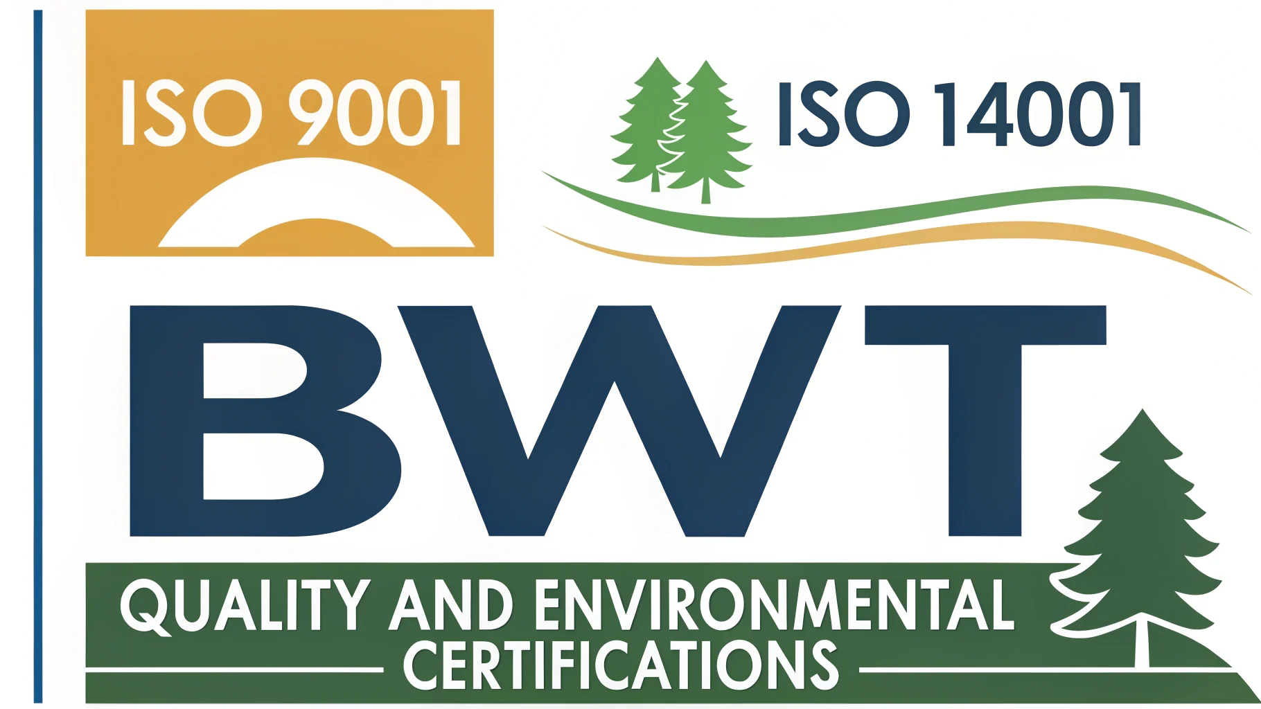 Logos of ISO 9001 and ISO 14001 certifications