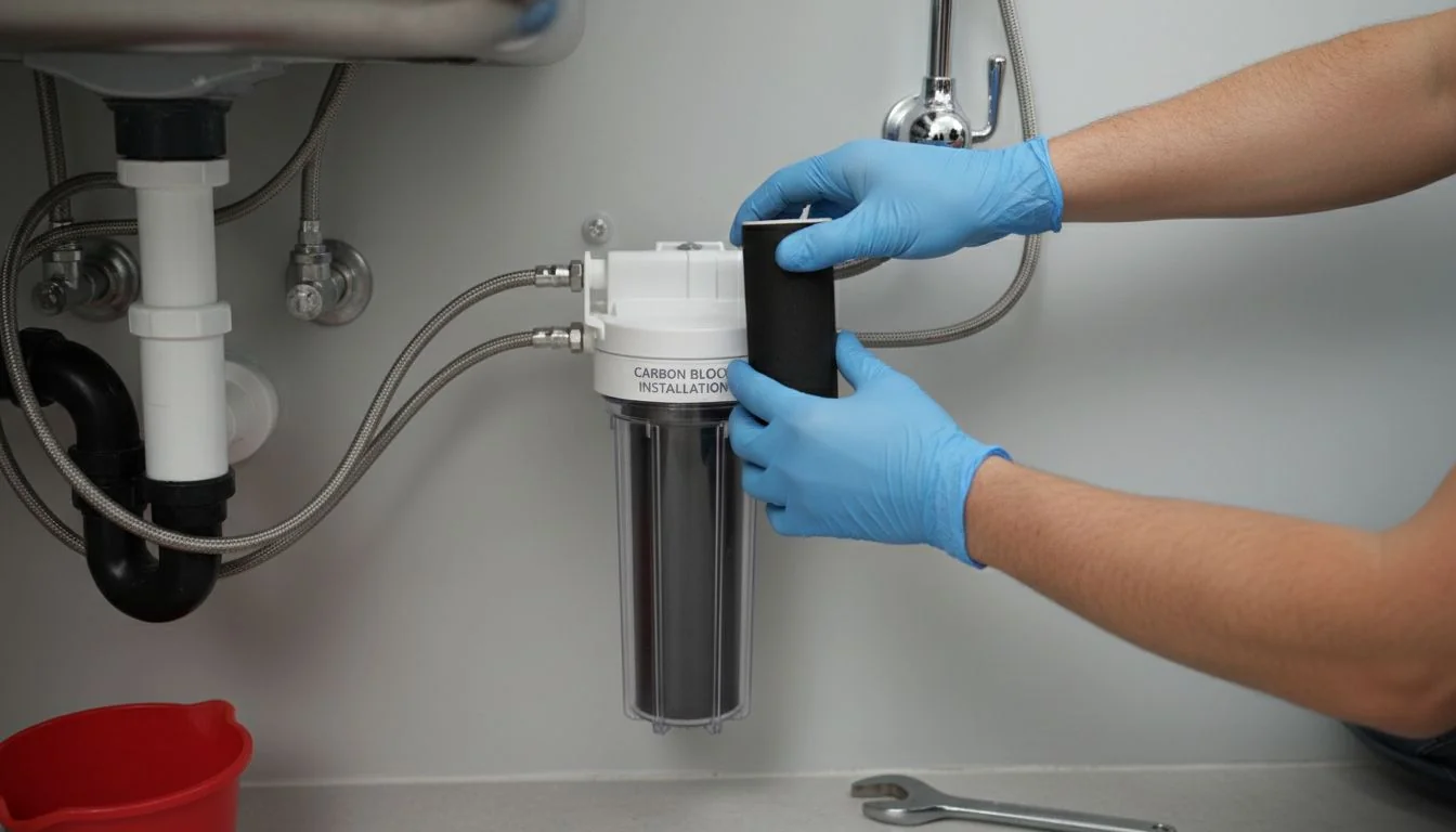 carbon block water filter installation