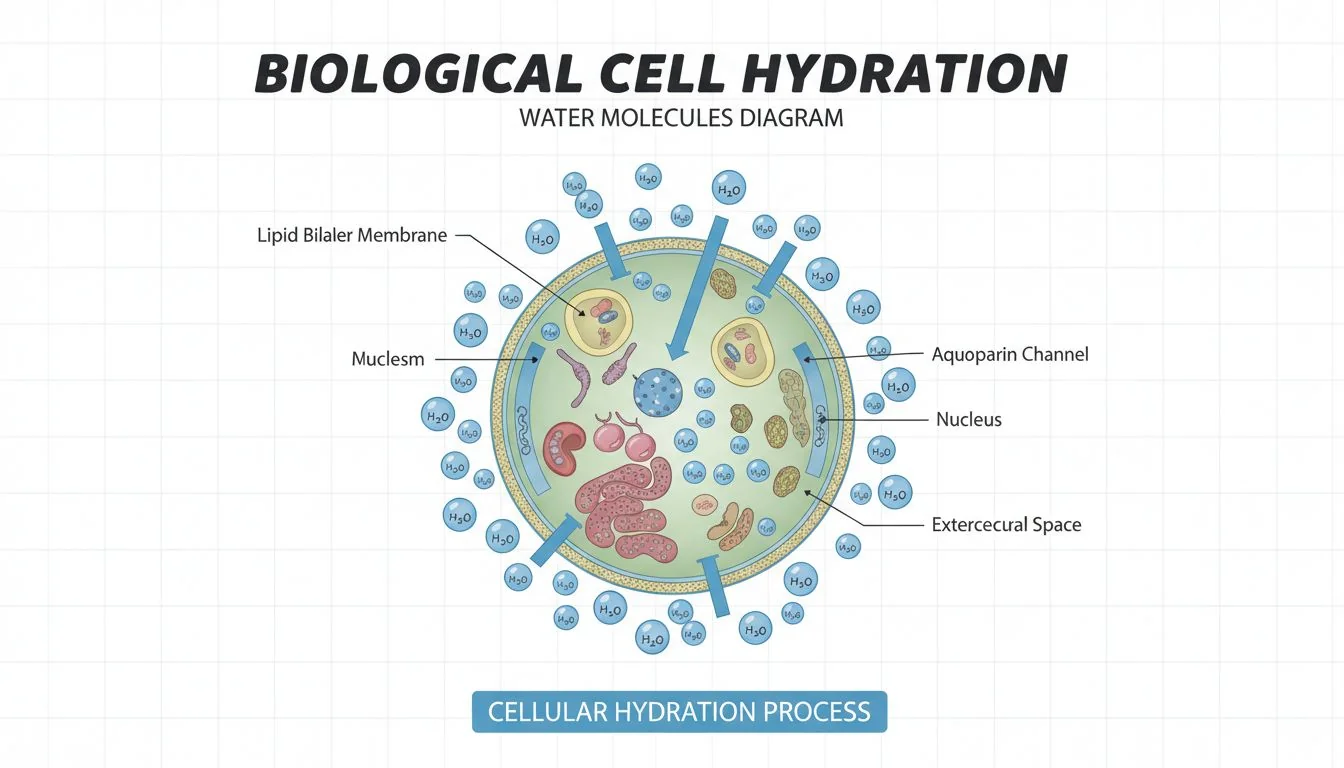 biological cell hydration water molecules diagram