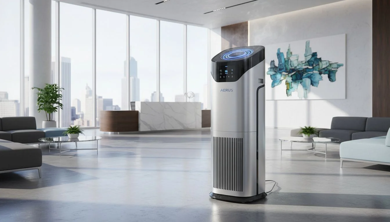 Commercial Air Purifier Design commercial air purifier in modern office lobby