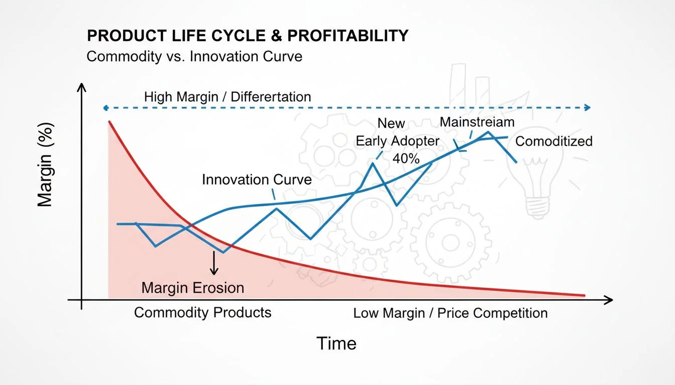 Graph showing margin erosion on commodity products
