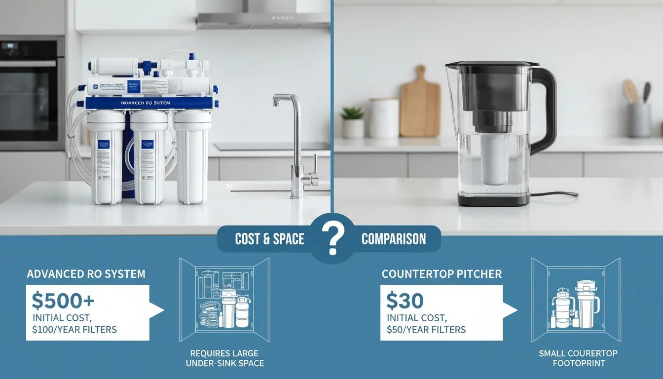 Comparing water filter costs and space