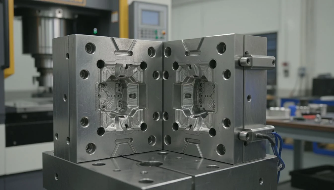 Complex Plastic Injection Mold Close-up shot of a complex mold for a plastic product